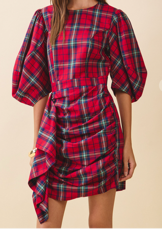 Noel Plaid Ruch Dress