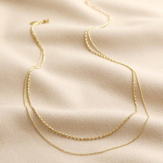 Double Ball Chain Necklace in Gold