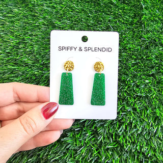 Mia Mini Earrings - Green Glitter // Game Day