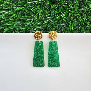 Mia Mini Earrings - Green Glitter // Game Day