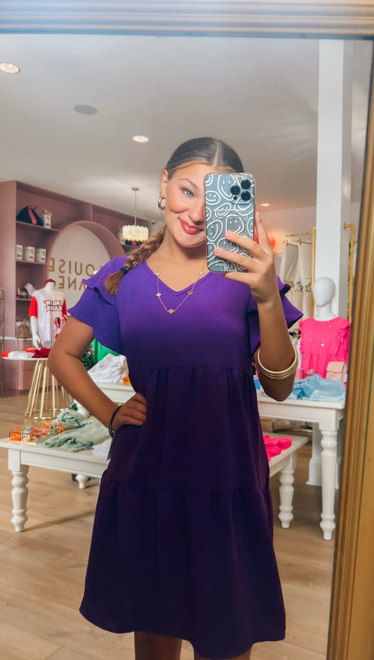 Purple Short Sleeve Dress (PLUS)