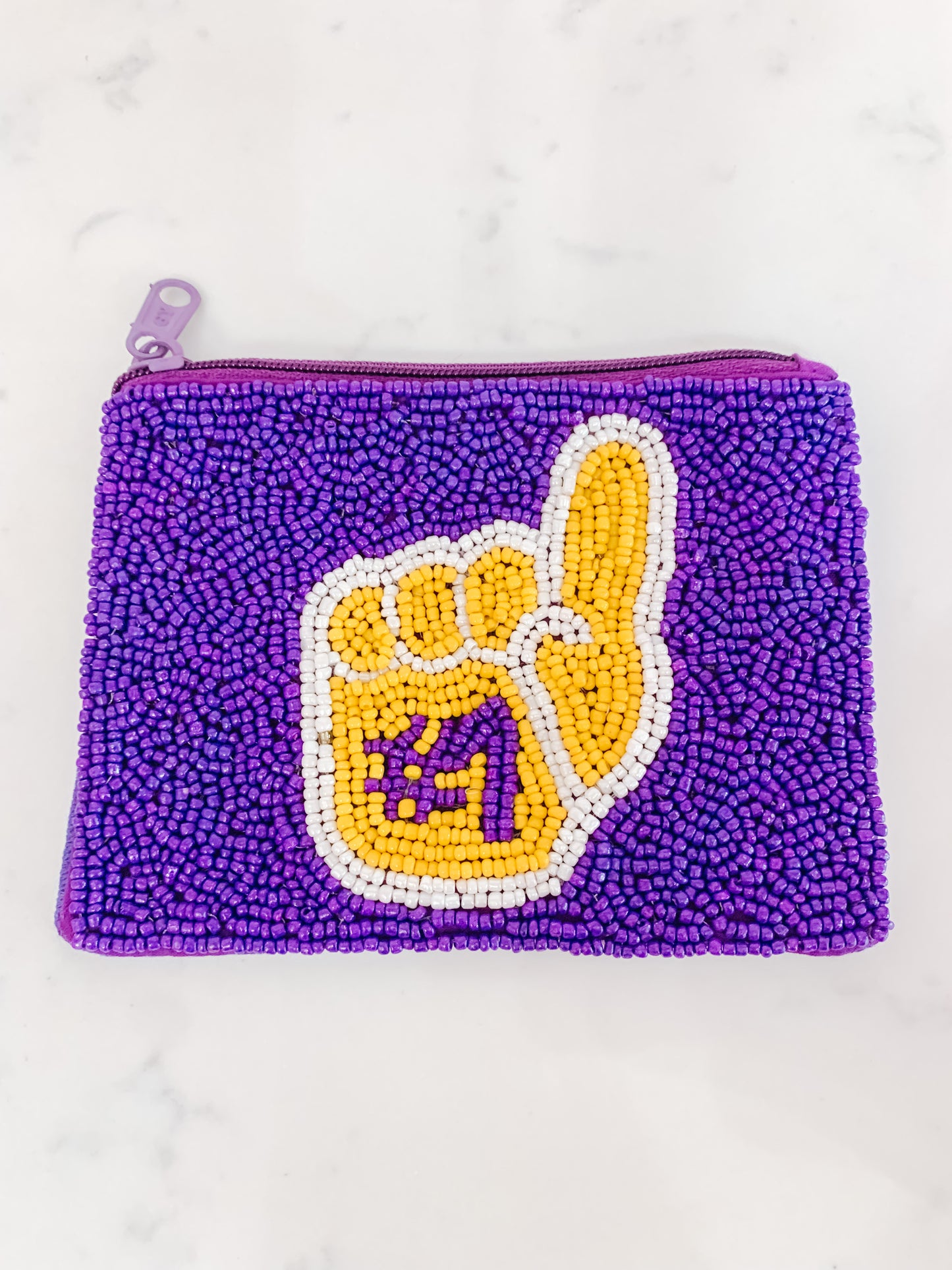 #1 Purple & Gold Beaded Wallet