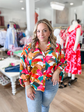 Pink Geometric Blouse