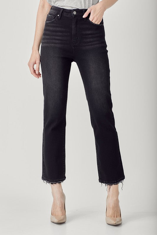 High Rise Crop Straight Jeans (PLUS)