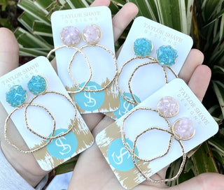 Pink Glass Hoops