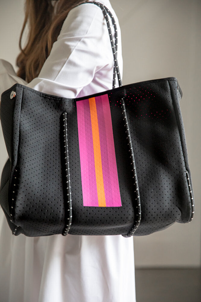 Black and Pink Stripe Tote
