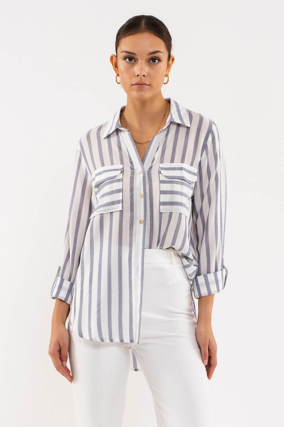 Double Pocket Stripped Shirt