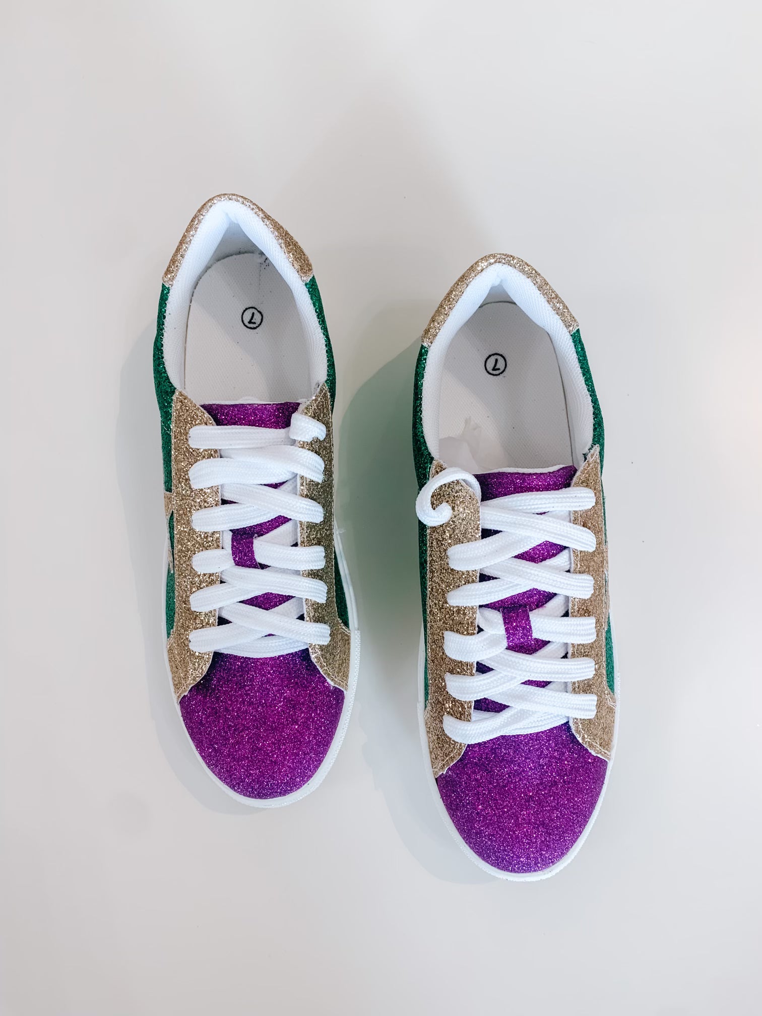 Mardi Gras Mid-Rise Glitter Sneakers- PGG – Hazel Lane Boutique