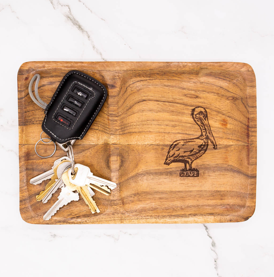 Pelican Etched Wood Valet Tray