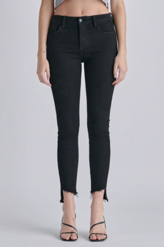 Mid Rise Crop Uneven Frayed Hem