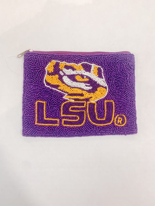 LSU Beaded Pouch